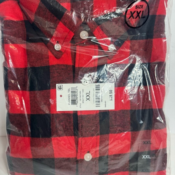 NWT. Club Room Shirt Men's XXL Red & Black Buffalo Plaid Flannel Long Sleeve - Picture 3 of 7